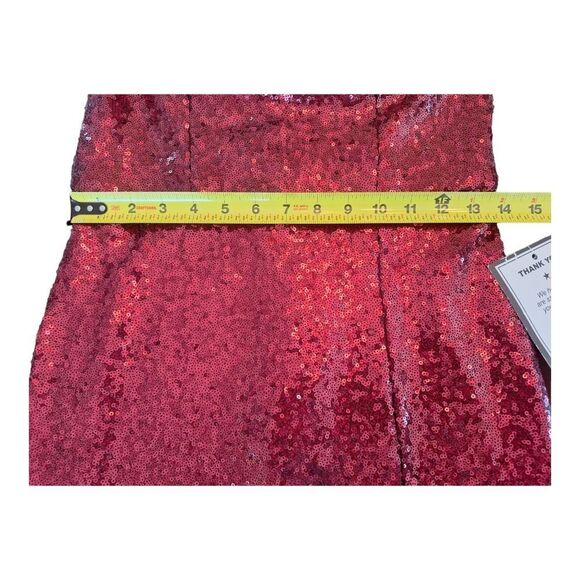 B. Darlin Women Sequined Off Shoulder Party Bodycon Dress Vamp Red Size 11/12 - Picture 7 of 12